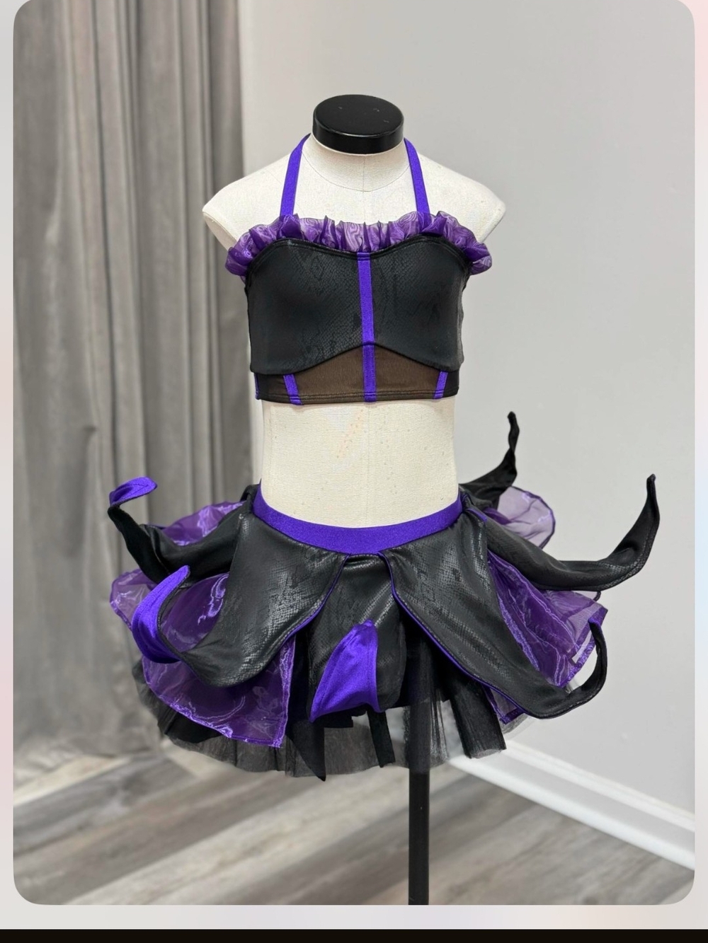 Ursula - Purple and Black Dance Kids Costume Set - Wig Included.  size - CL